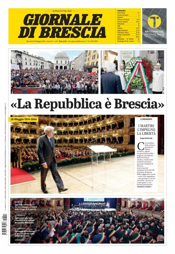 Prima-pagina-giornale di brescia-oggi-edizione-del-2024-05-29